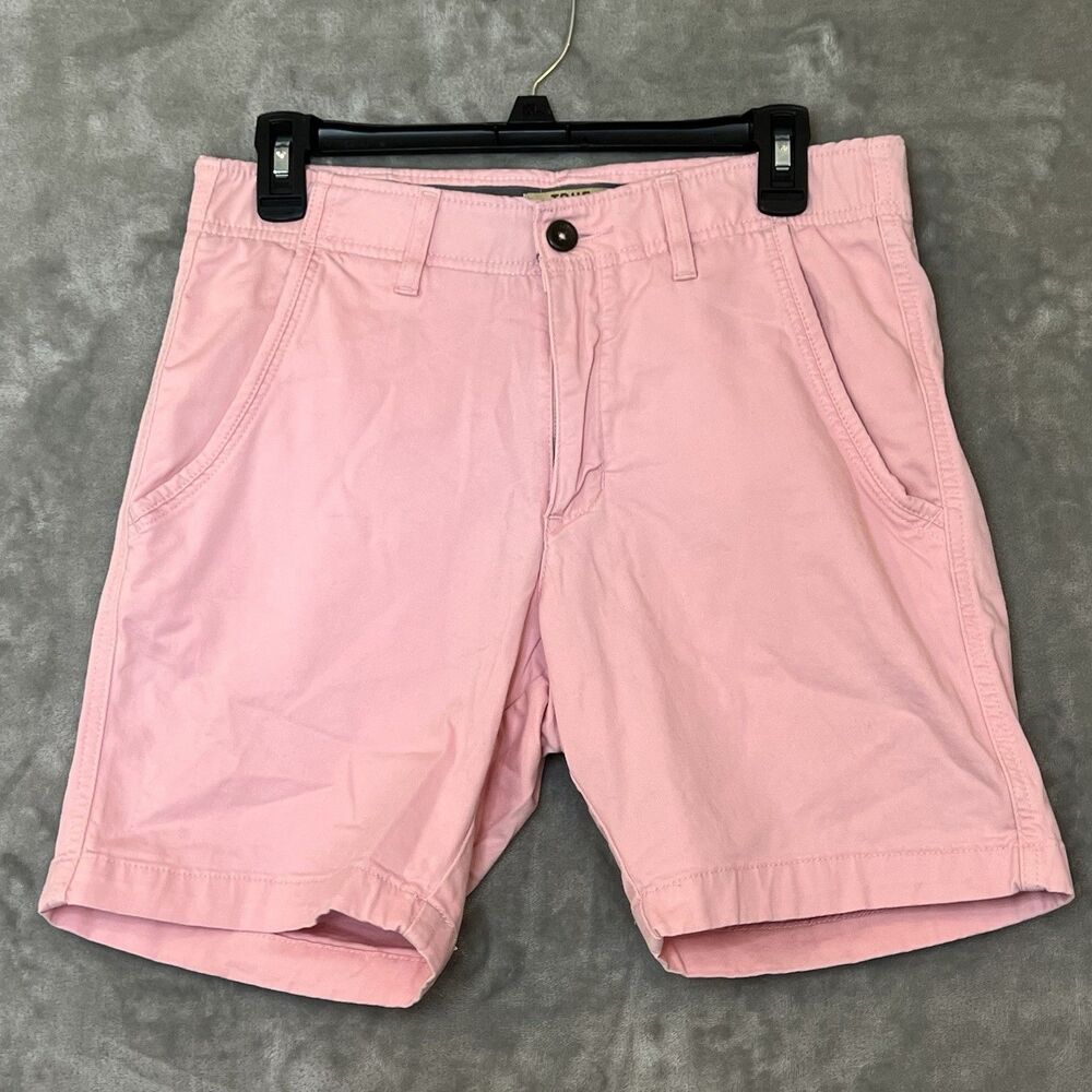 True Craft Shorts Mens 29W Pink Chino 8 inch Inseam Flat Front Golf Beach Casual